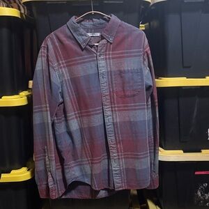 Outerknown Burgundy and Blue Plaid Shirt